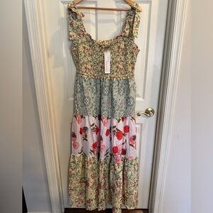 Nanette Lepore Green Yellow Pink Floral Maxi Dress